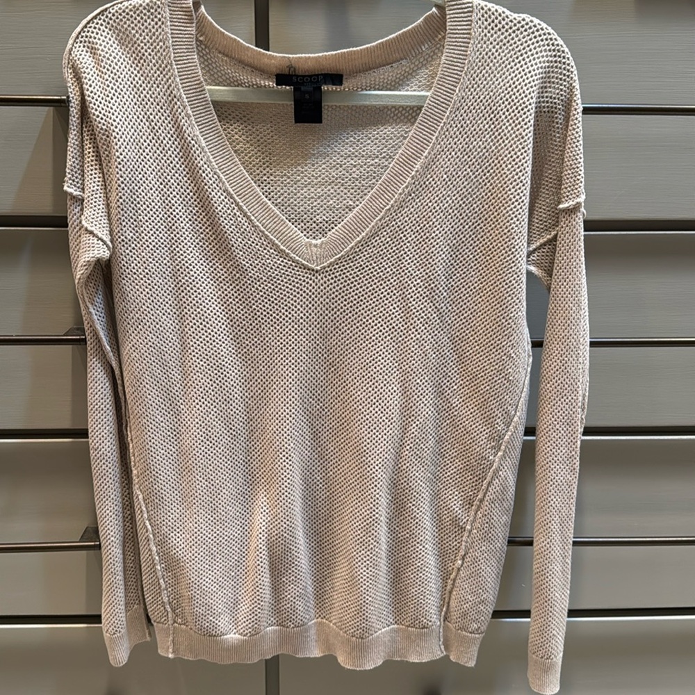 Scoop neck cotton mesh top size S